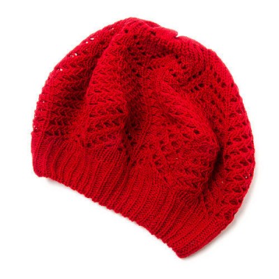 's Red Double Layer Knit Beret Hat  NWT  eb-85527865